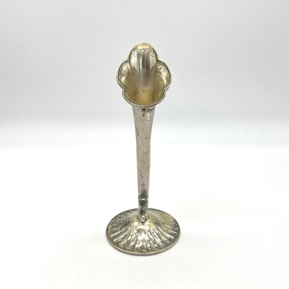 Vintage Raimond Silver Plate Calla Lily Bud Vase 7 Inch Japan Fluted Base